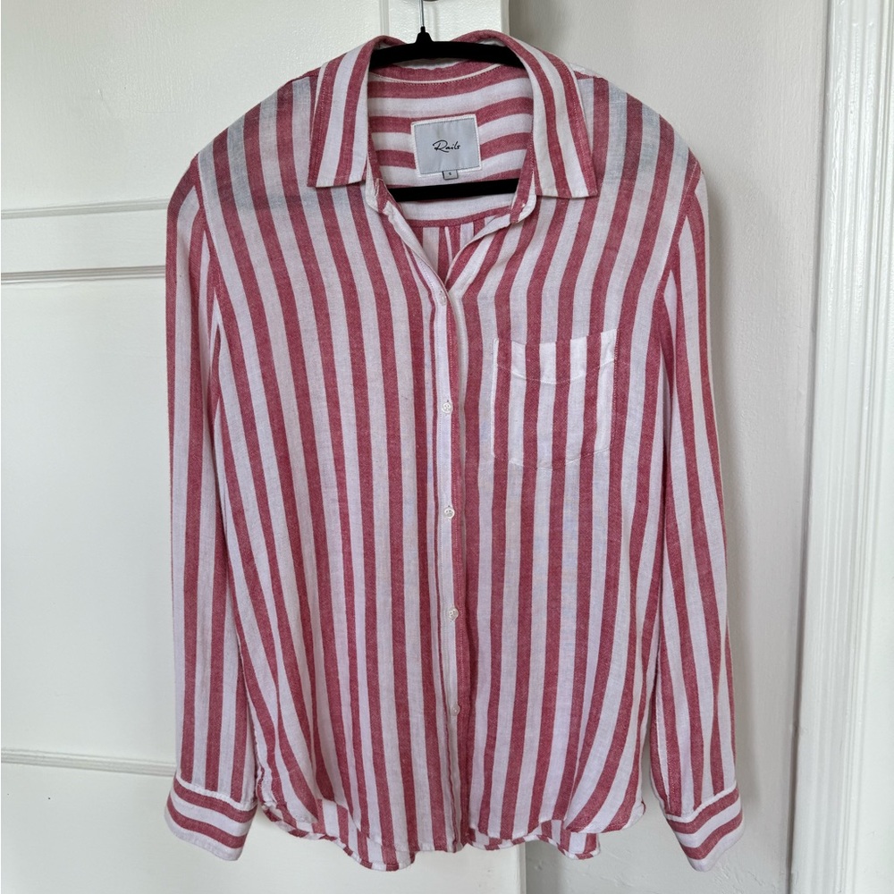 Rails Carmine Stripe Linen Button Down